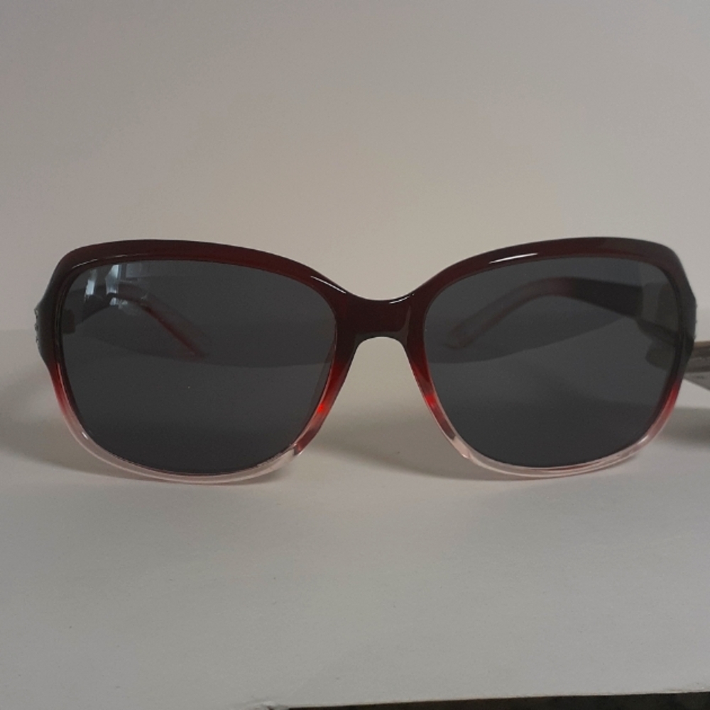 Panama Jack Women Y2K Sunglasses Burgundy Rhinestones Polarized UVB UVA